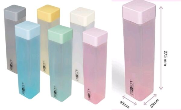 Frosty branded square plastic fridge water bottles