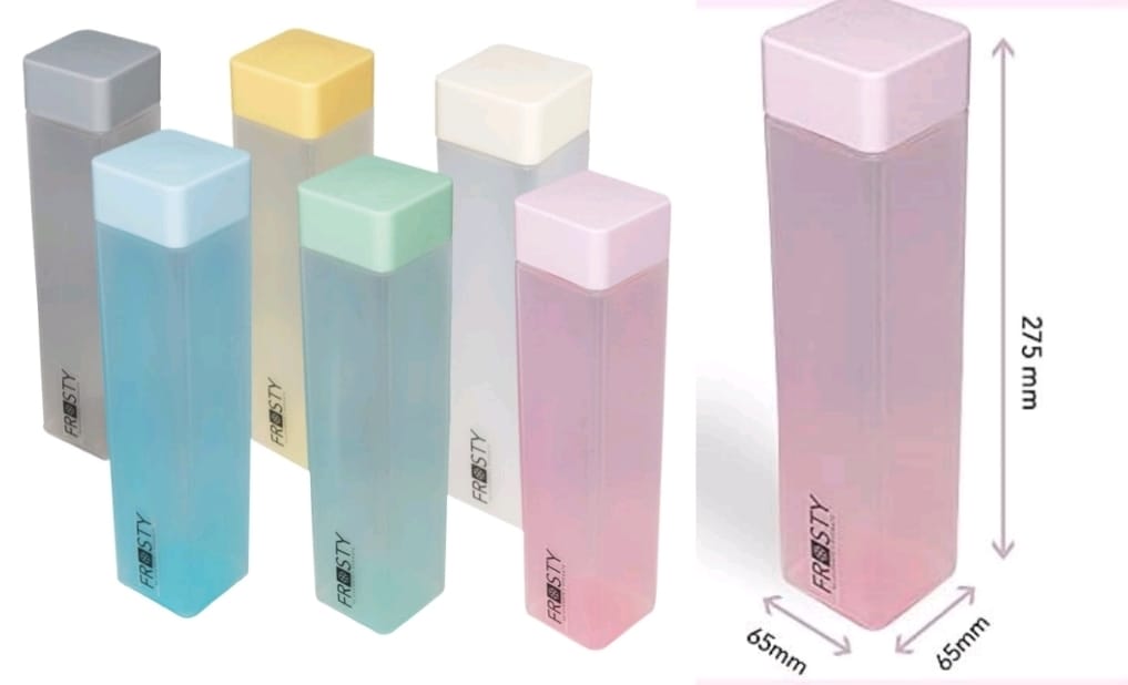 Frosty branded square plastic fridge water bottles